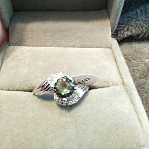 Rainbow Stone Sterling Silver Ring